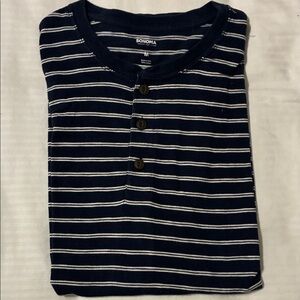 Sonoma Men's Navy and White Striped Button Down Shirt